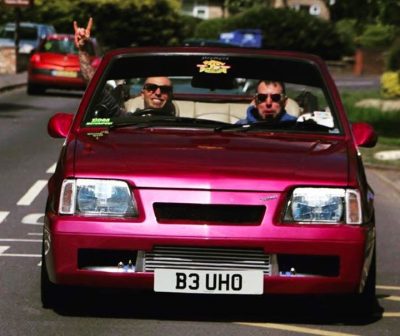 two men in car